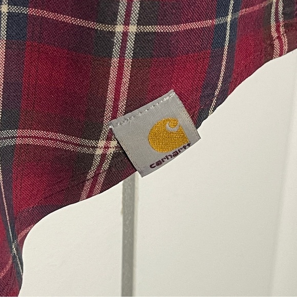 Carhartt Red Plaid Button Down Shirt Size Medium Relaxed Fit Cotton 2 Pocket - Picture 4 of 13